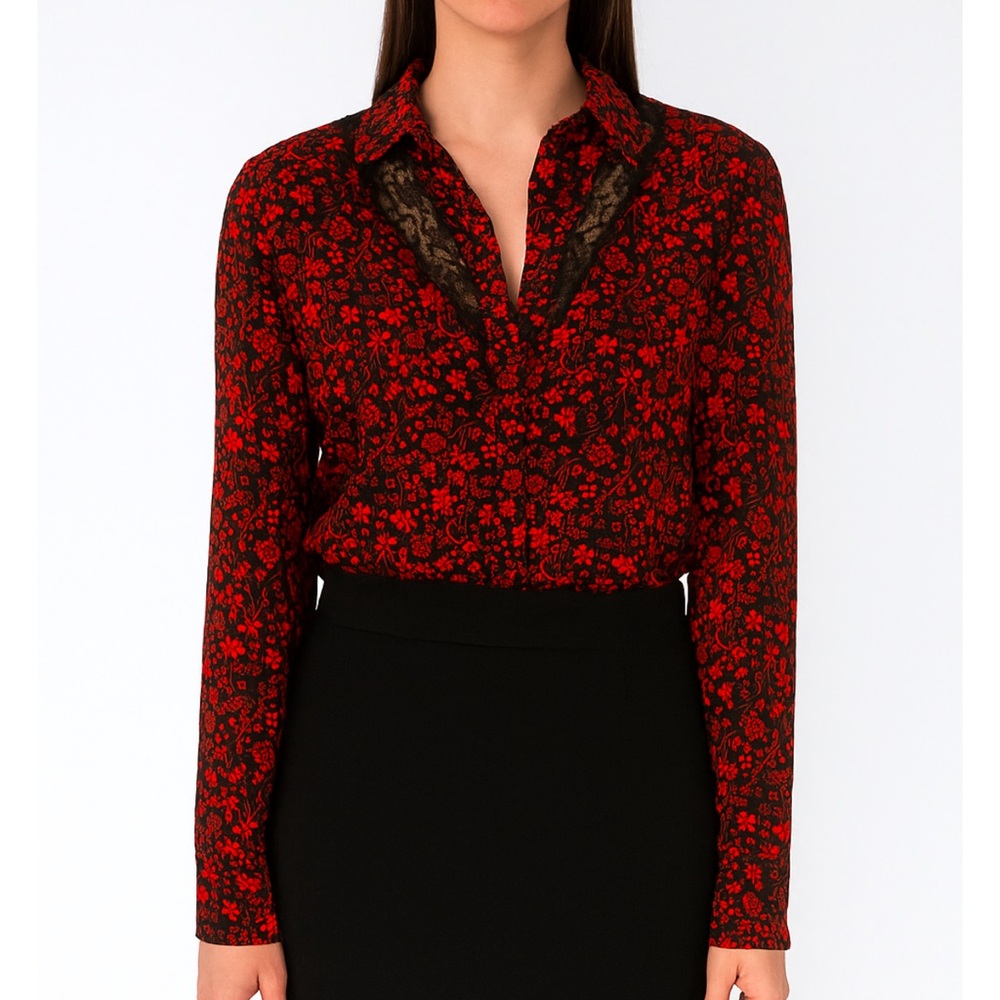 Maje Floral Long Sleeve Lace Blouse Size 2